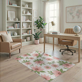 Floral Vintage Pink Blush Pink Floral Pattern Area Rug