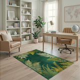 Golden Ferns on Emerald Area Rug