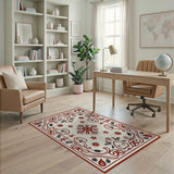 Red Floral Vintage Border Area Rug