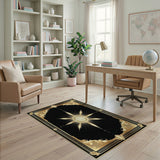 Gold Starburst Black Area Rug