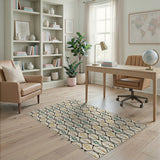 Teal and Gold Star Geometric Area Rug