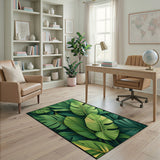 Boho Chic Vibrant Monstera Leaves Green Area Rug