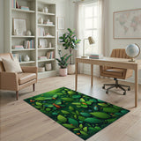 Lush Green Butterfly Beetle Leaf Area Rug