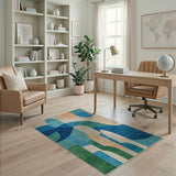 Modern Abstract Blue Teal Area Rug