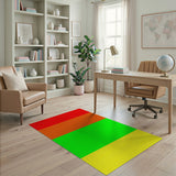 Vibrant Red Orange Green Yellow Stripe Area Rug