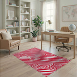Bold Red Swirl Stripe Area Rug
