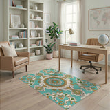 Medallion Teal Medallion Persian Area Rug