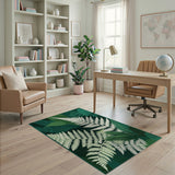 Green Floral Vintage Lush Green Fern Fronds Area Rug