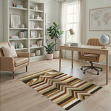 Brown Tan Geometric Mountain Stripe Rug