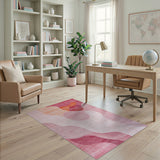 Wavy Abstract Area Rug in Blush Pink Coral