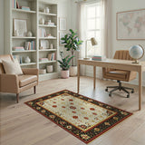 Ivory Gold Red Traditional Persian Floral Rug