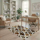 Brown and Tan Leopard Spot Brown Tan Area Rug