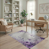 Purple Floral Blossom Vintage Area Rug