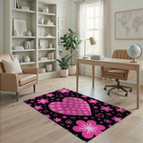 Pink Polka-Dot Heart Floral Area Rug