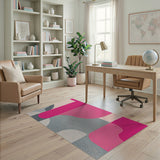 Multi-color and Patterns Vibrant Pink Grey Geometric Modern Area Rug