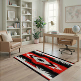 Bold Red Black White Southwestern Geometric Rug
