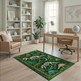 Dinosaur Jungle Skeletons Kids Area Rug