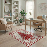 Festive Red Christmas Tree Area Rug