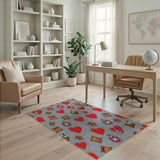 Whimsical Cartoon Hearts Potions Area Rug