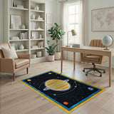 Saturn Solar System Kids Area Rug - Space Planets Stars