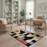Bold Geometric Modern Area Rug in Multi-Color