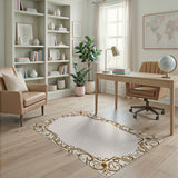 Ornate Gold Paisley Border Area Rug