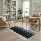 Bold Black Grey Vertical Stripe Rug