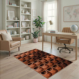 Terracotta Pots Grid Geometric Area Rug