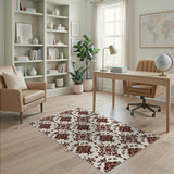 Elegant Cream Damask Floral Area Rug