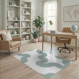 Abstract Area Blue and Teal Teal Wavy Abstract Area Rug