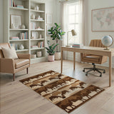 Bison Silhouette Heritage Rug in Brown Tan