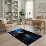 Pine Forest Sunset Silhouette Area Rug