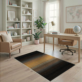 Modern Geometric Striped Area Rug in Black Tan Orange