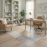 Modern Beige Neutral Striped Block Area Rug