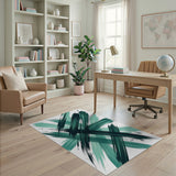 Abstract Area Teal Brush Stroke Abstract Area Rug