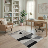 Black White Geometric Modern No. 15 Area Rug