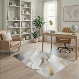 Grey Gold Marble Abstract Area Rug