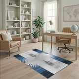 Navy Blue Zigzag Geometric Area Rug