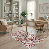 Wavy Red and Tan Abstract Area Rug