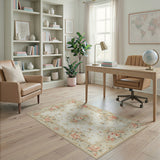 Vintage Blush Rose Floral Area Rug