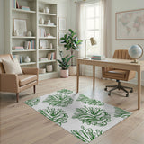 Green Koi Fish Floral Line Art Area Rug