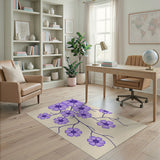 Purple Floral Branch Area Rug