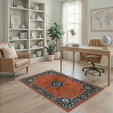 Traditional Persian Orange Vibrant Orange Persian Floral Area Rug