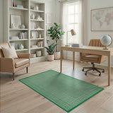 Green Gingham Check Area Rug with Border
