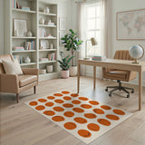 ODIKA Modern Abstract Terracotta Dots Washable Rug - Low Pile & Non-Slip