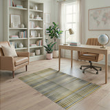 Yellow Black Grid Geometric Area Rug