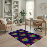 Vibrant Rainbow Hearts Kids Area Rug