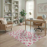 Vintage Pink Peony Floral Rug