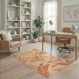 Orange Leaf Boho Area Rug