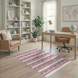 Red Maple Leaf Pavilion Border Area Rug
